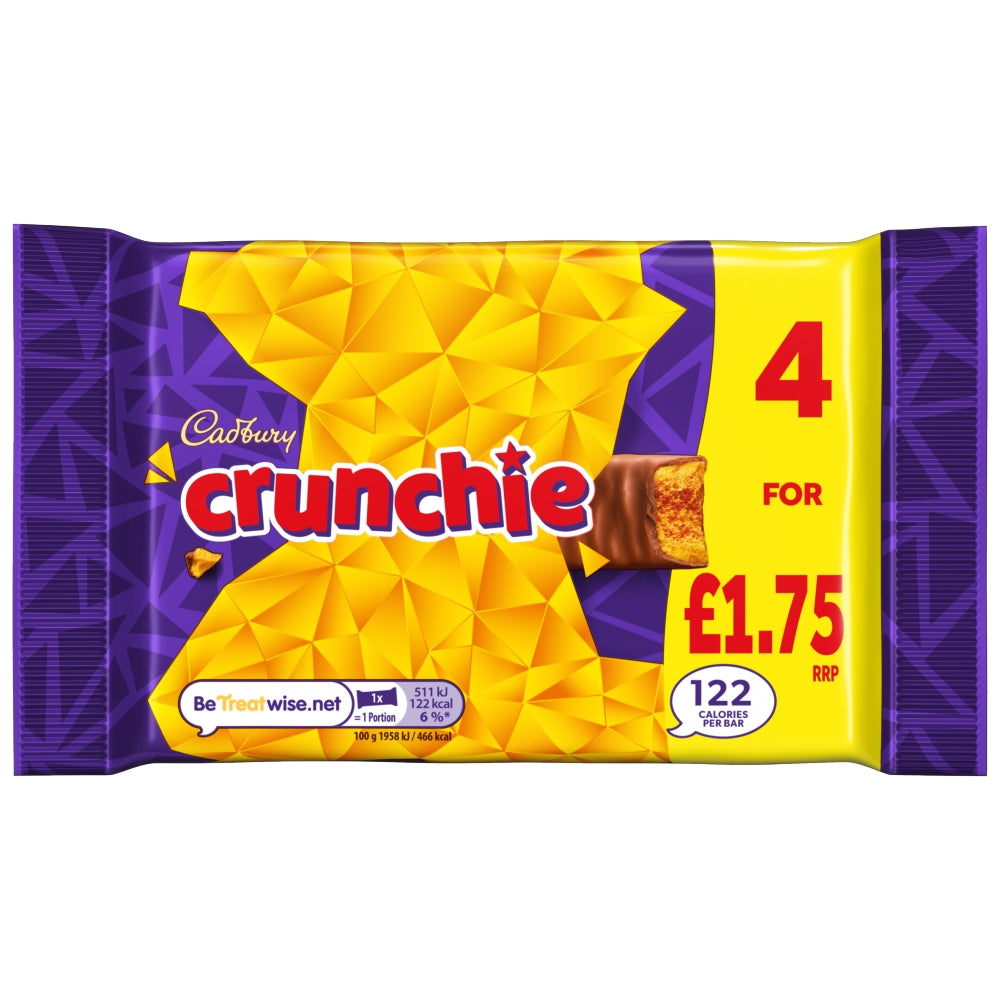 Cadbury Crunchie Chocolate Bars 4 Pack